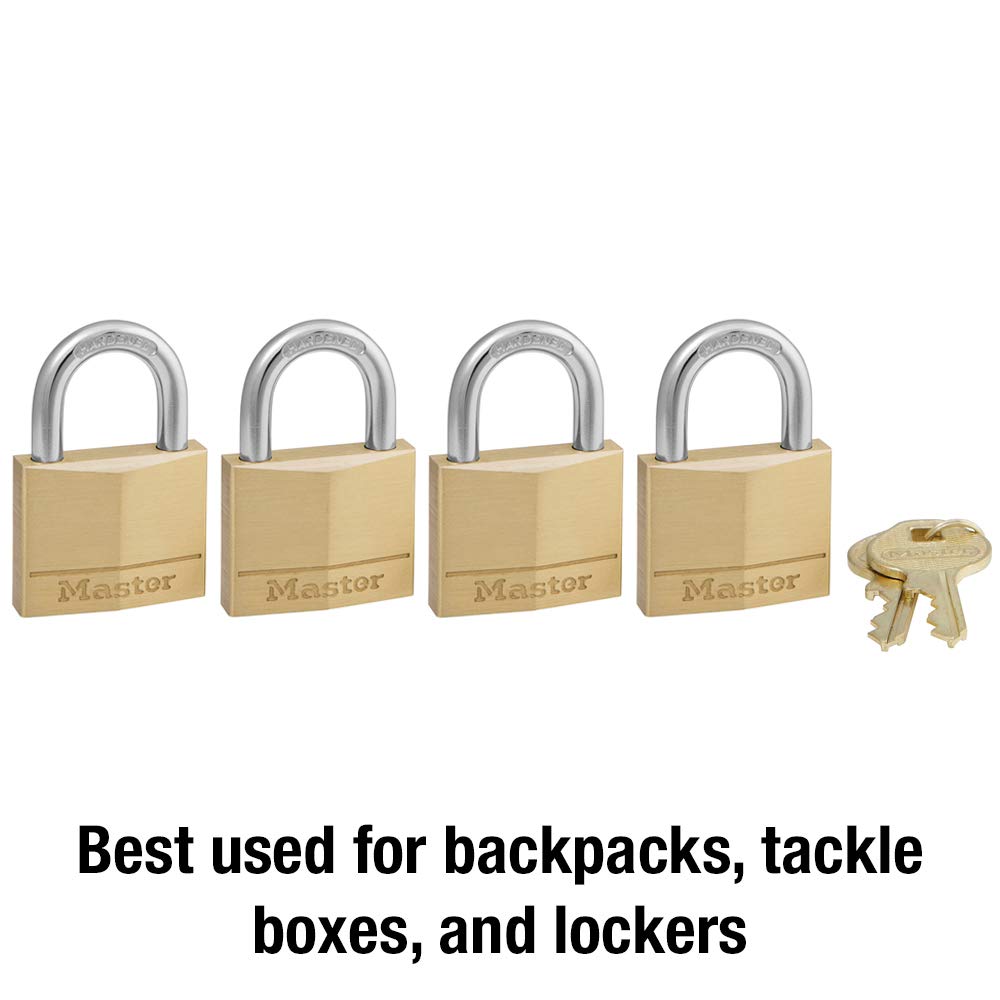 Solid Brass Padlock with Key, 4 Pack K228