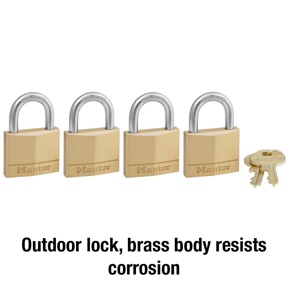 Solid Brass Padlock with Key, 4 Pack K228