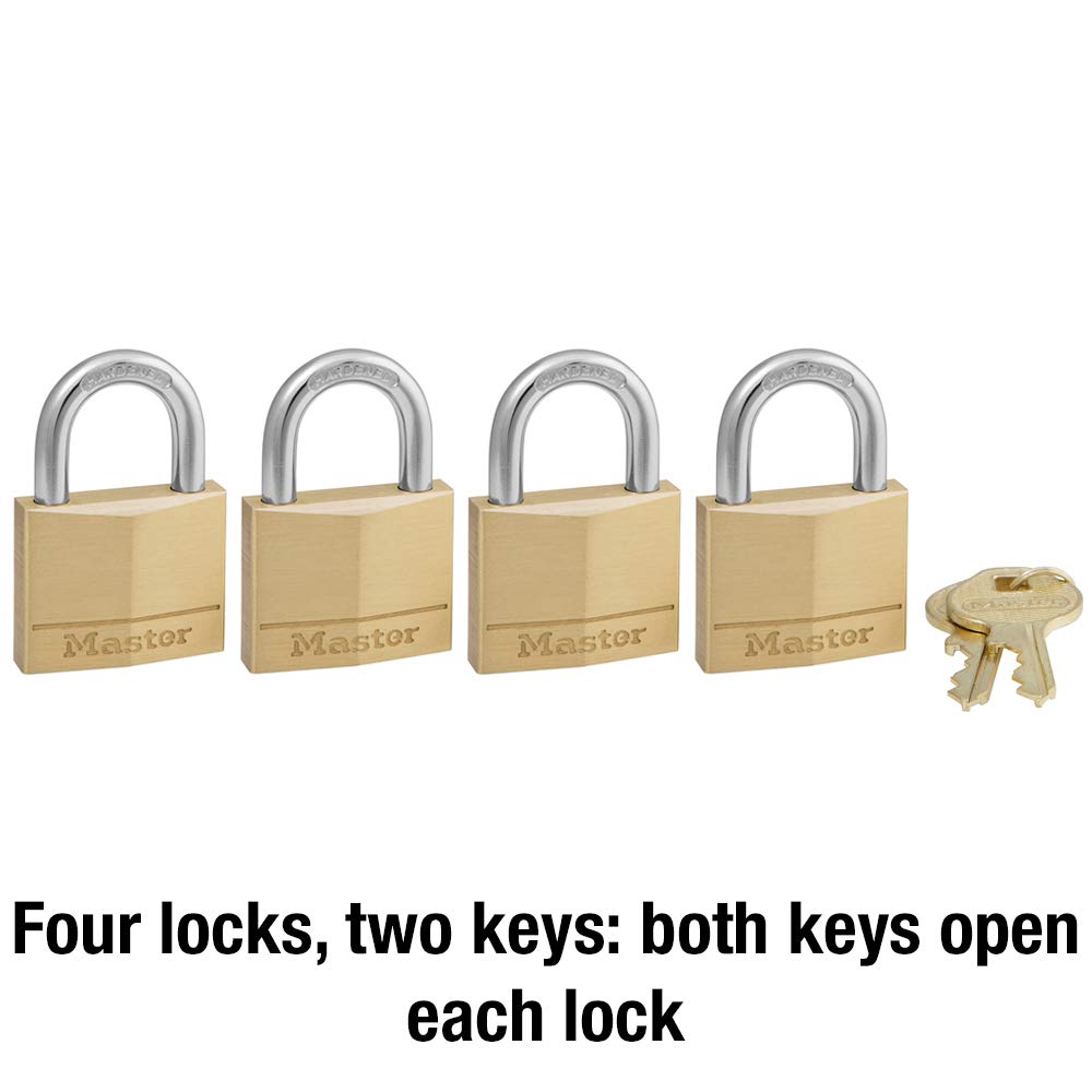 Solid Brass Padlock with Key, 4 Pack K228