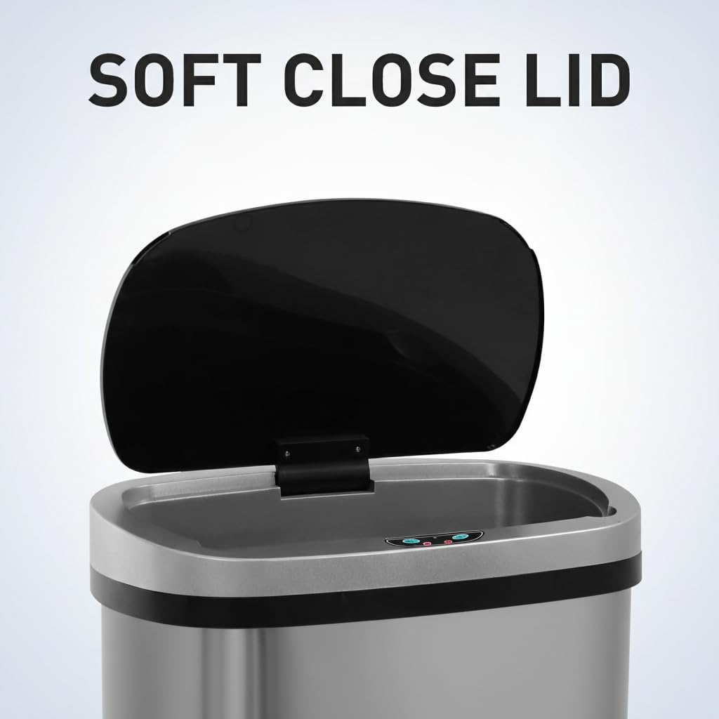 13 Gallon Touch-Free Motion Sensor Stainless-Steel Trash Can H23828