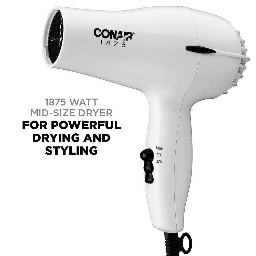 1875W Mid-Size White Hair Dryer K885