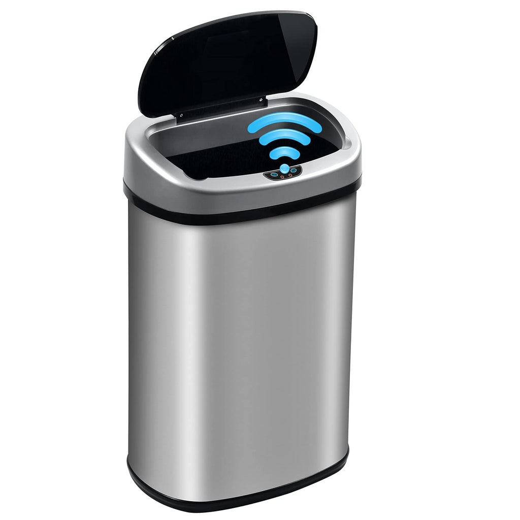 13 Gallon Touch-Free Motion Sensor Stainless-Steel Trash Can H23828