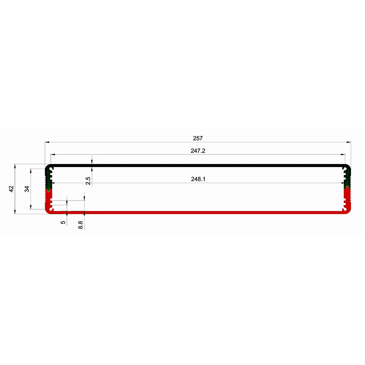 Aluminum Amplifier Chassis 259 * 43 * 168mm Black W998