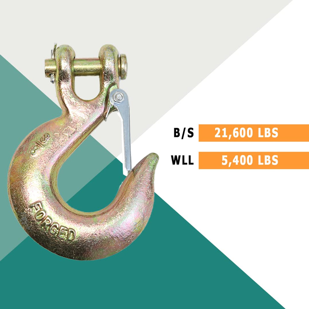 4 Pack 3/8" Grade 70 Forged Clevis Slip Hook with Safety Latch X1222