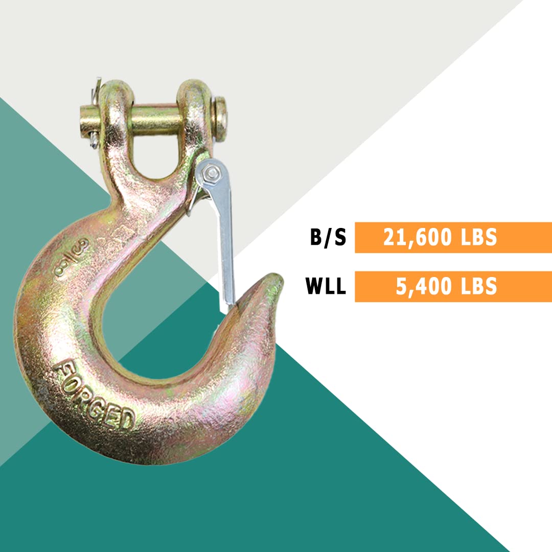 4 Pack 3/8" Grade 70 Forged Clevis Slip Hook with Safety Latch X1222