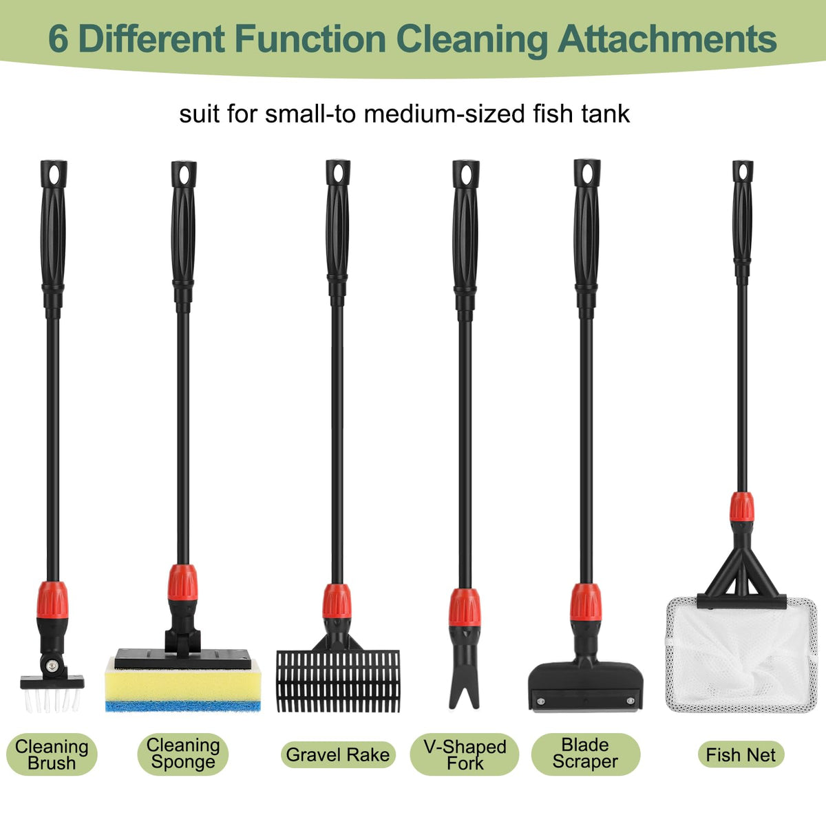 6 in 1 Aquarium Cleaning Tools Kit with Long Handle J5223