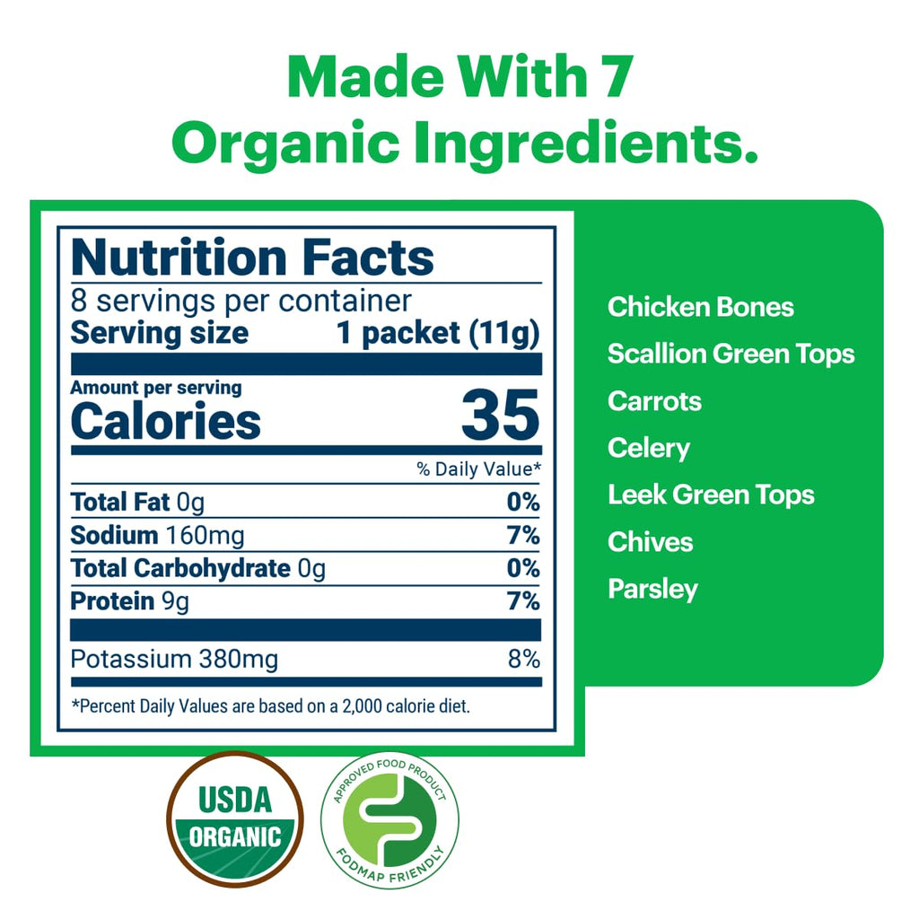 Organic Freeze Dried Chicken Bone Broth Powder 8 Single Serve Packets L30189