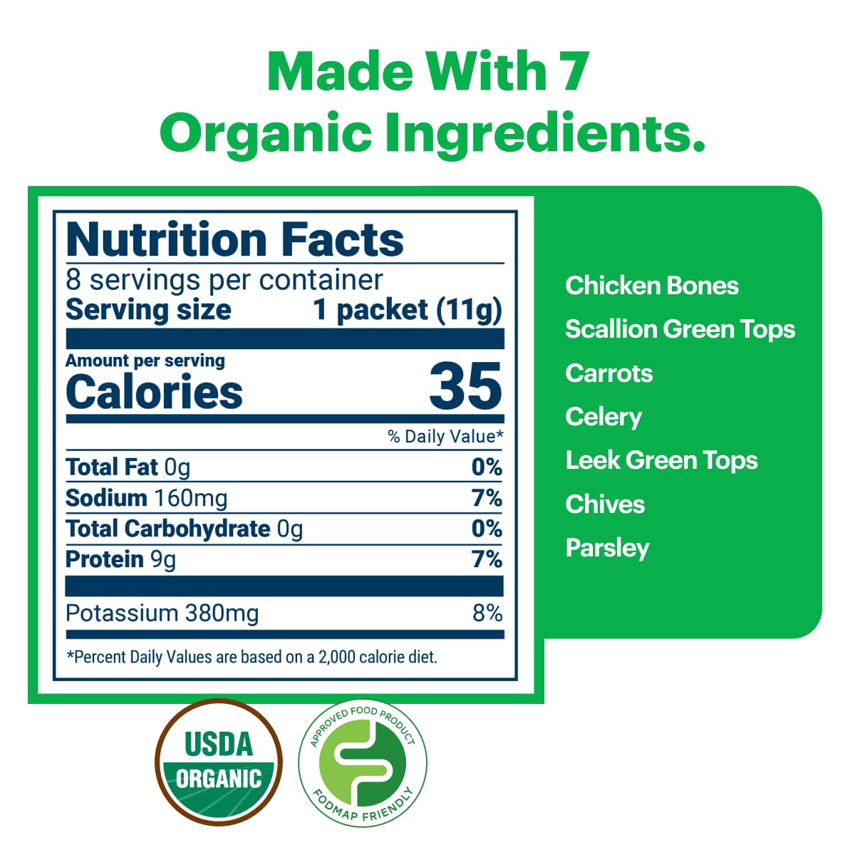 Organic Freeze Dried Chicken Bone Broth Powder 8 Single Serve Packets L30189