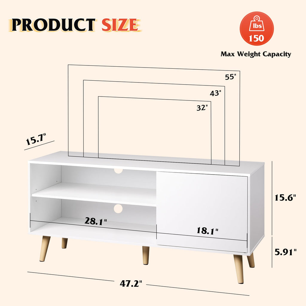 White TV Stand with Storage Cabinet D26593