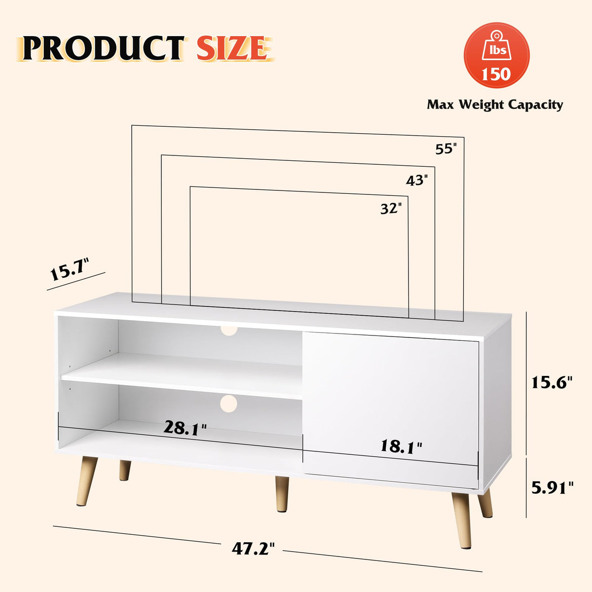 White TV Stand with Storage Cabinet D26593