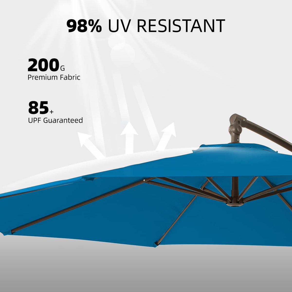 10ft Blue Offset Cantilever Patio Umbrella with Base Y82830