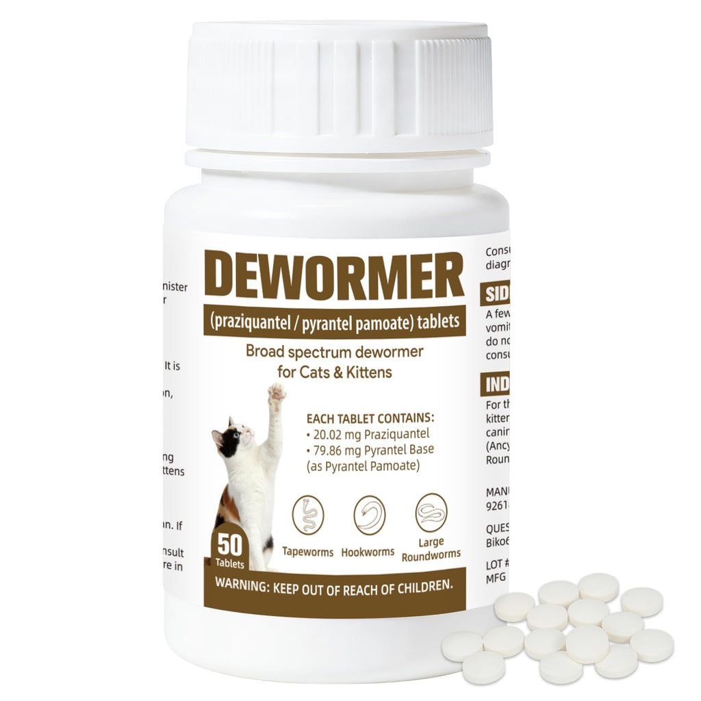 Broad-Spectrum Dewormer for Cats & Kittens, 50 Tablets H202