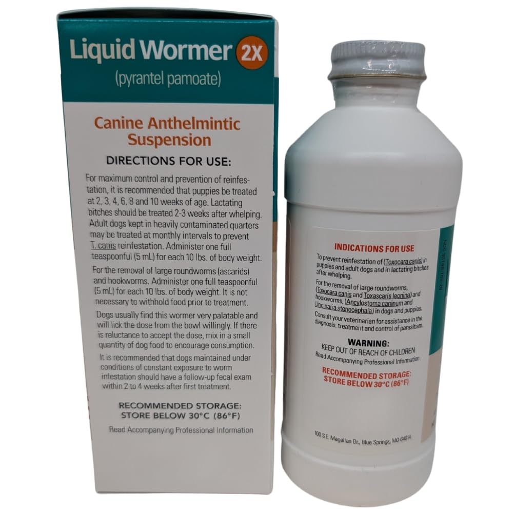 8 oz Pyrantel Pamoate Liquid Wormer for Dogs and Puppies T3132