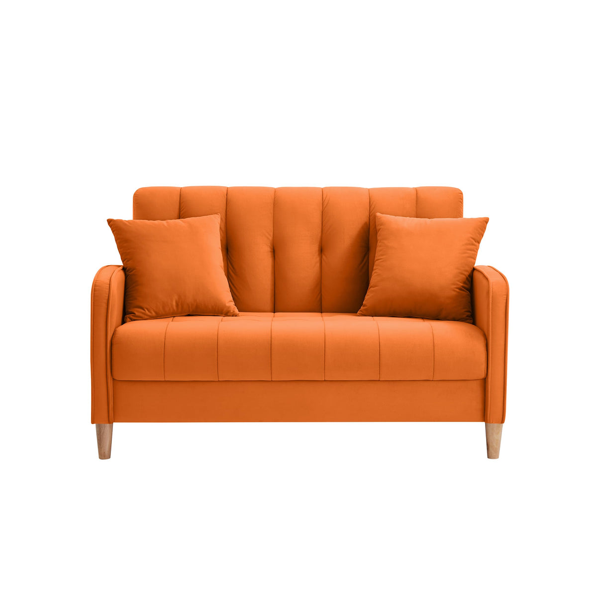 Orange Velvet Tufted Loveseat Sofa U9370