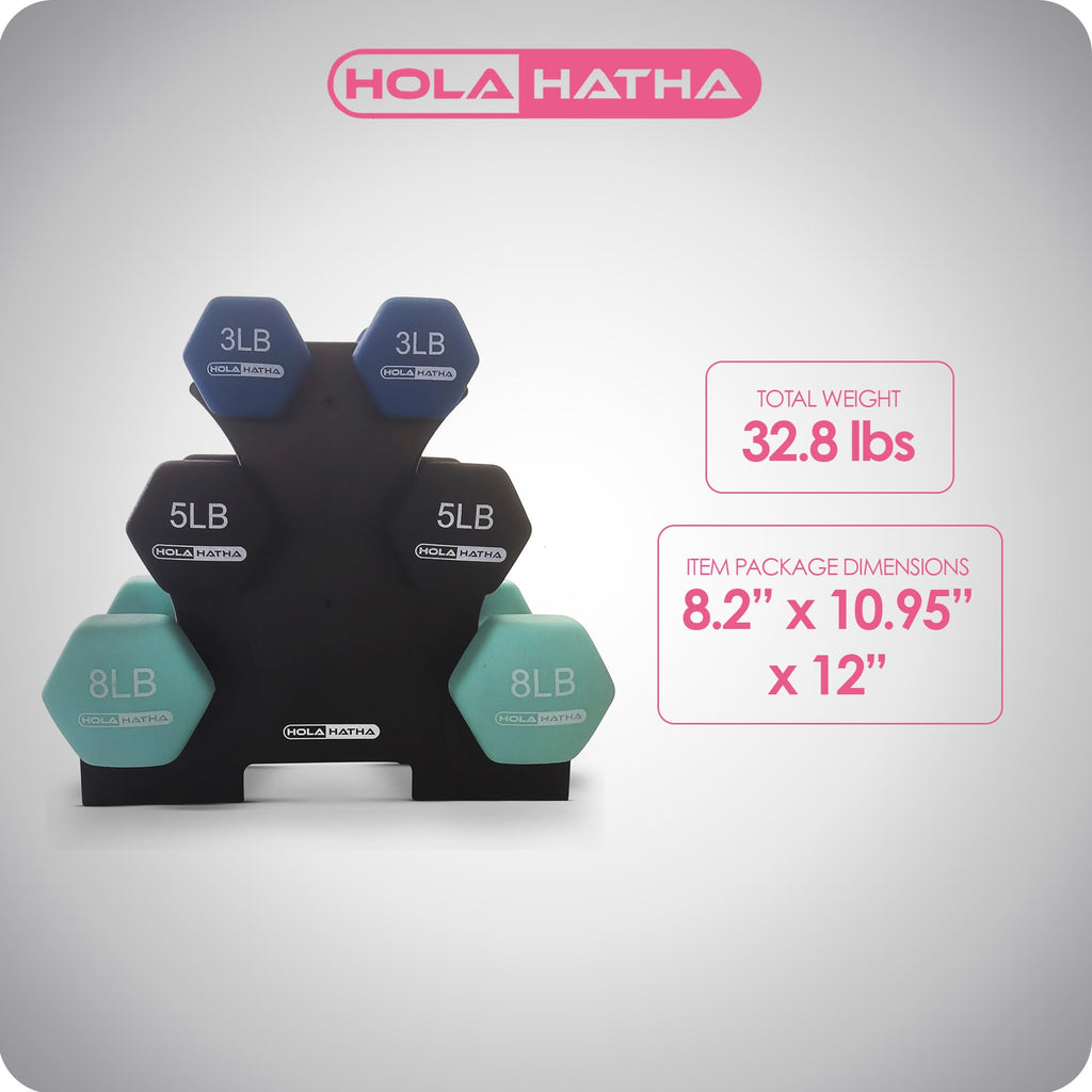 1, 2 and 3 lb Neoprene Dumbbell Set with Rack J11218