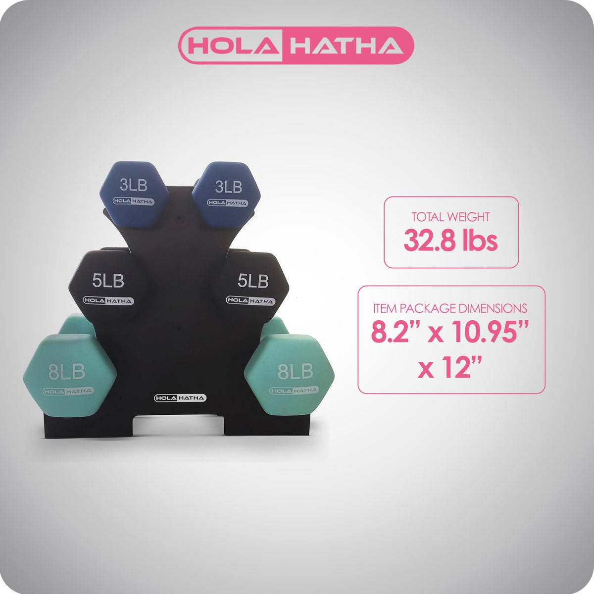 1, 2 and 3 lb Neoprene Dumbbell Set with Rack J11218