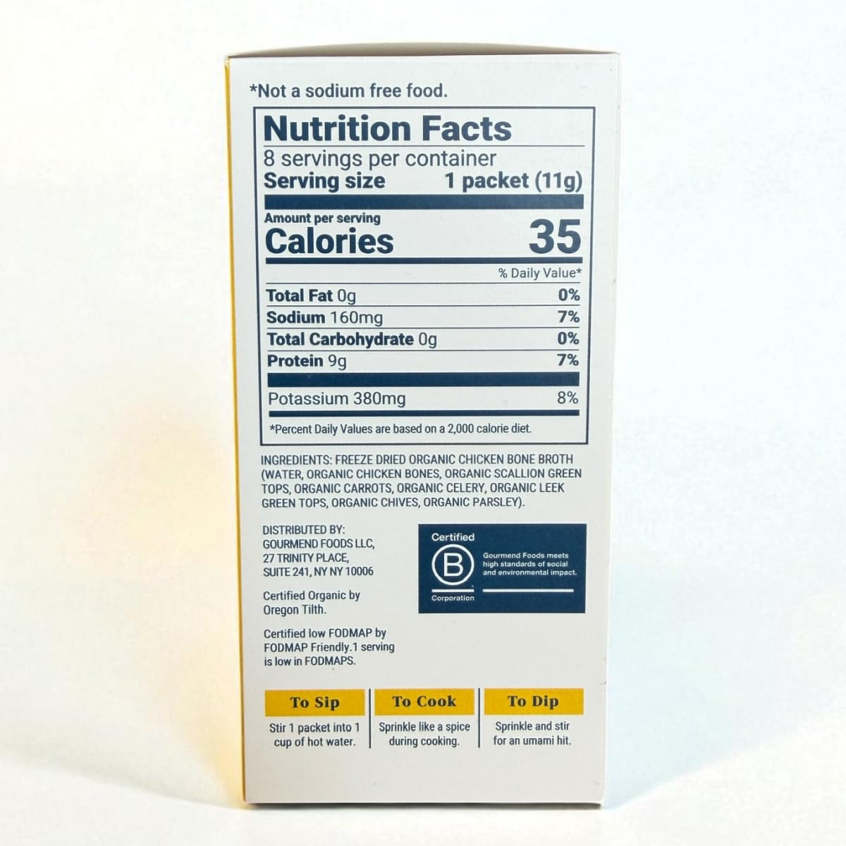 Organic Freeze Dried Chicken Bone Broth Powder 8 Single Serve Packets L30189