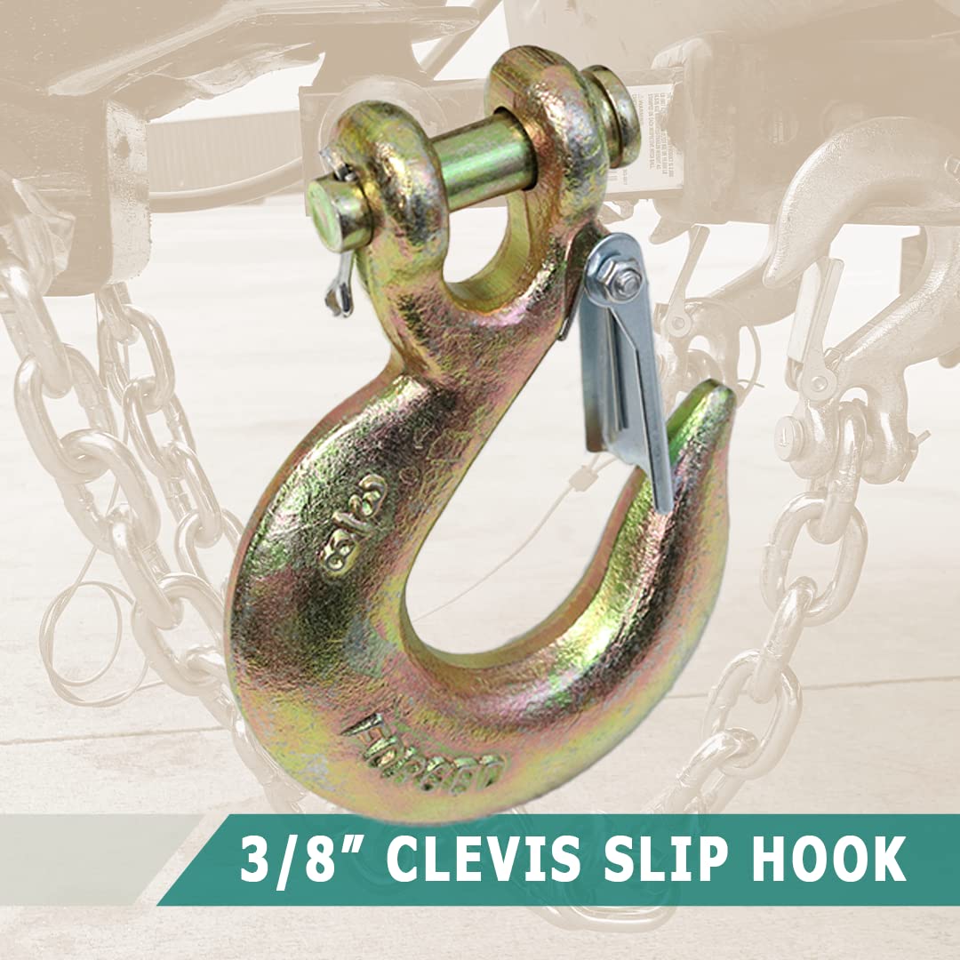 4 Pack 3/8" Grade 70 Forged Clevis Slip Hook with Safety Latch X1222