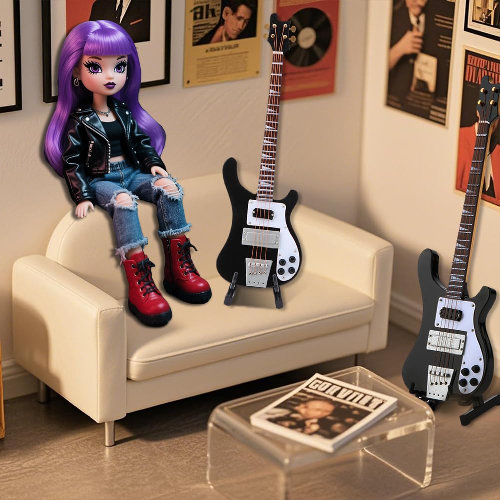 Black Miniature Bass Guitar Replica 1:4 Scale R75750