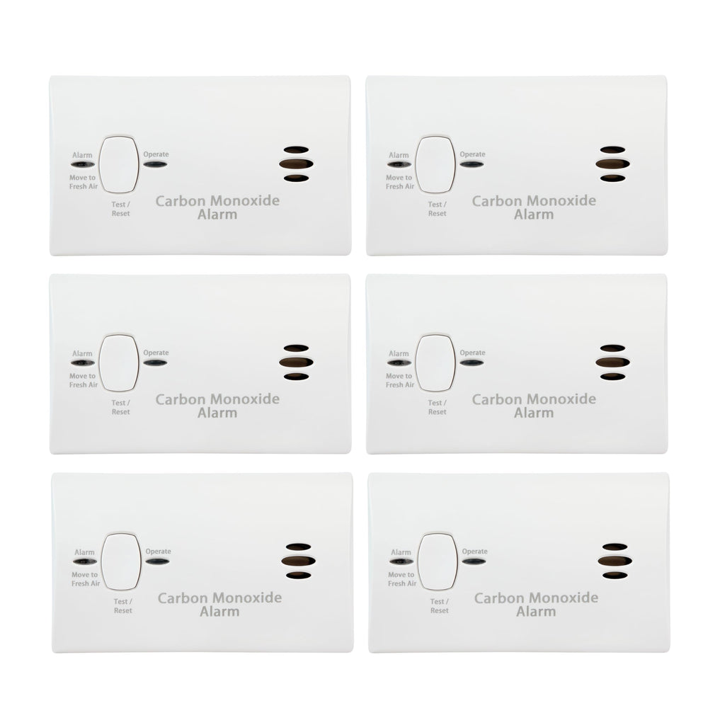 Carbon Monoxide Detector, AA Battery Powered, 85 dB Alarm, 6 Pack Z803360