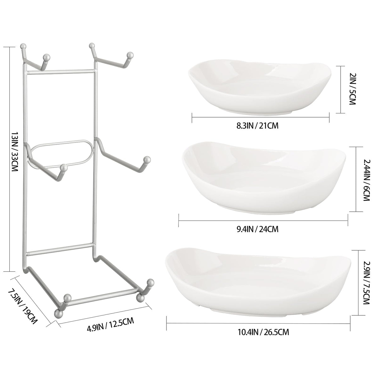 3 Tier Ceramic Fruit Bowl with Metal Stand Q20321