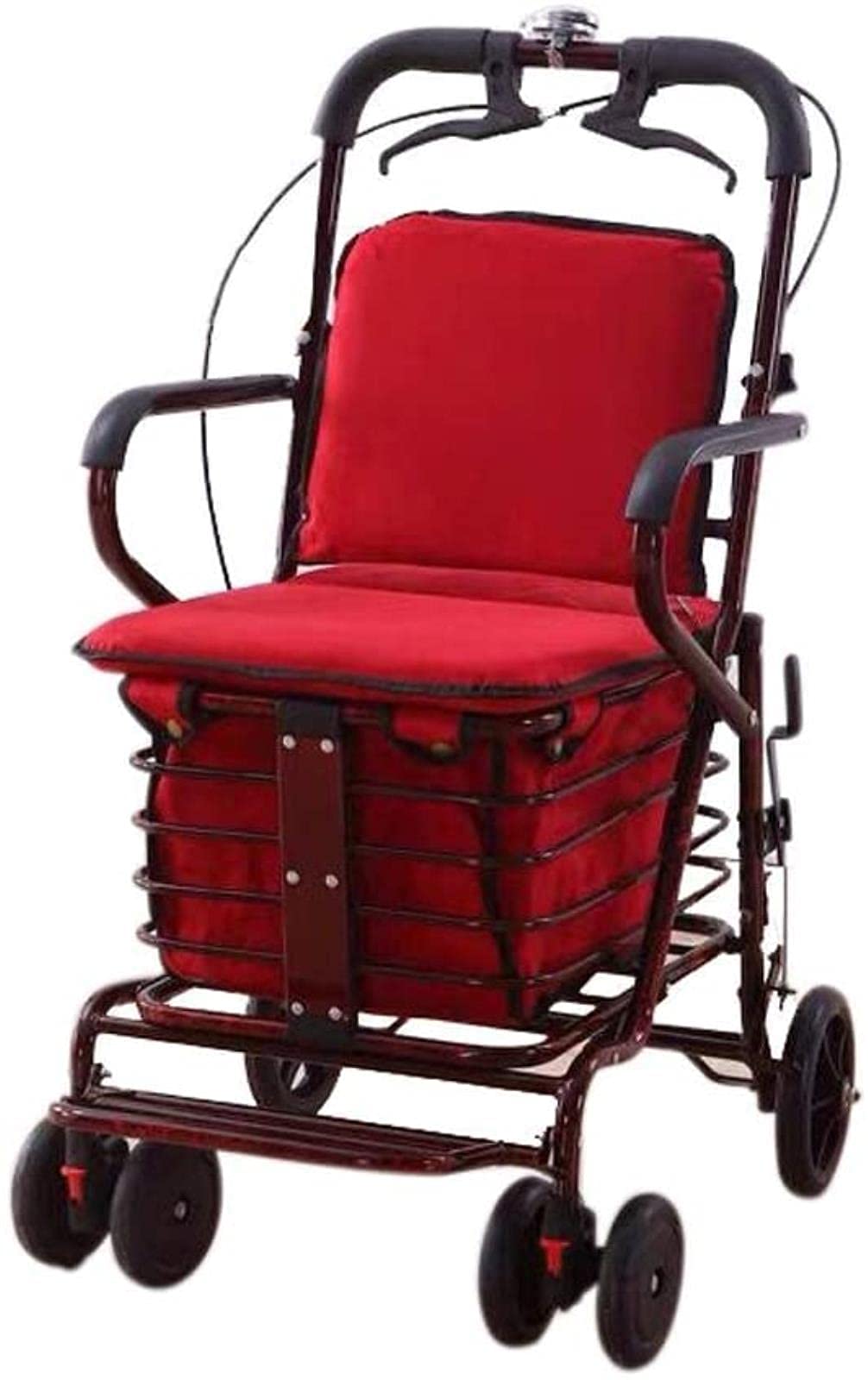 Folding Carbon Steel Rollator Walker Shopping Trolley B8987