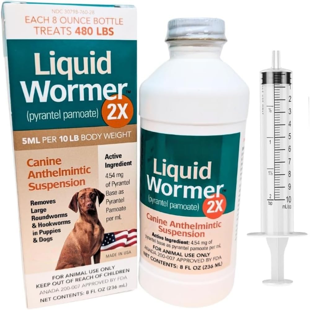 8 oz Pyrantel Pamoate Liquid Wormer for Dogs and Puppies T3132