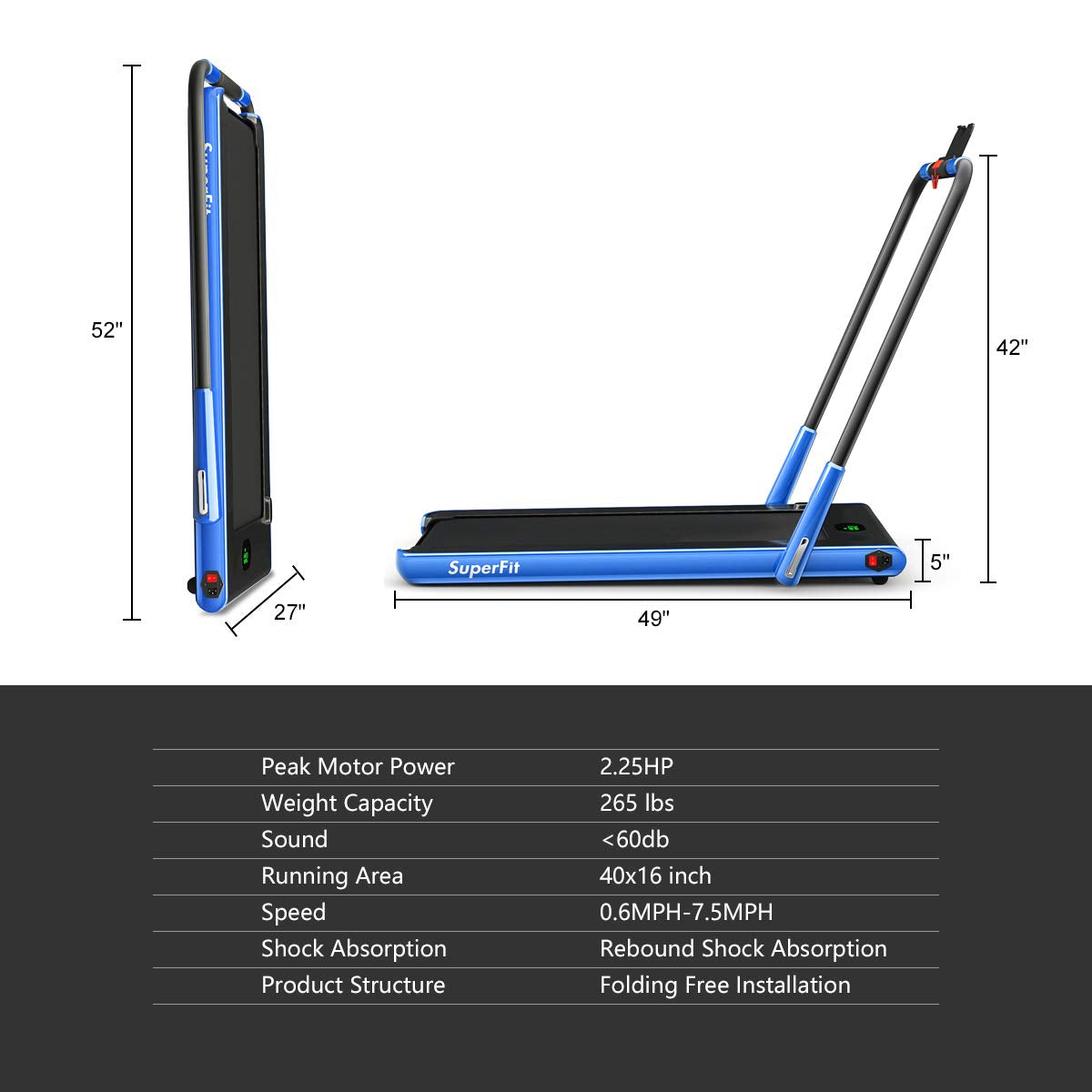 2 in 1 Under Desk Treadmill with Smart App G844