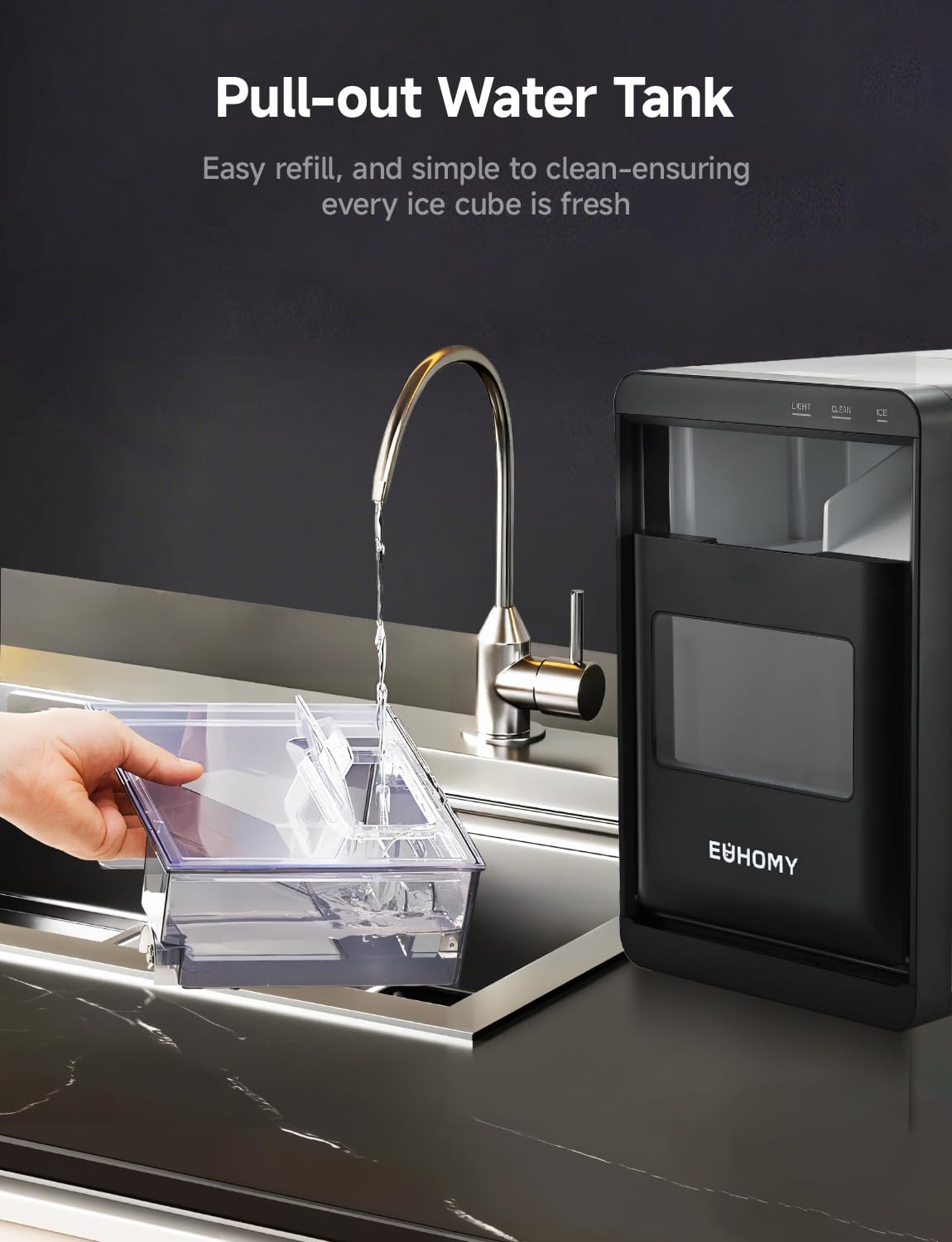 Nugget Ice Maker Countertop, 40lbs/24H, Black V438962
