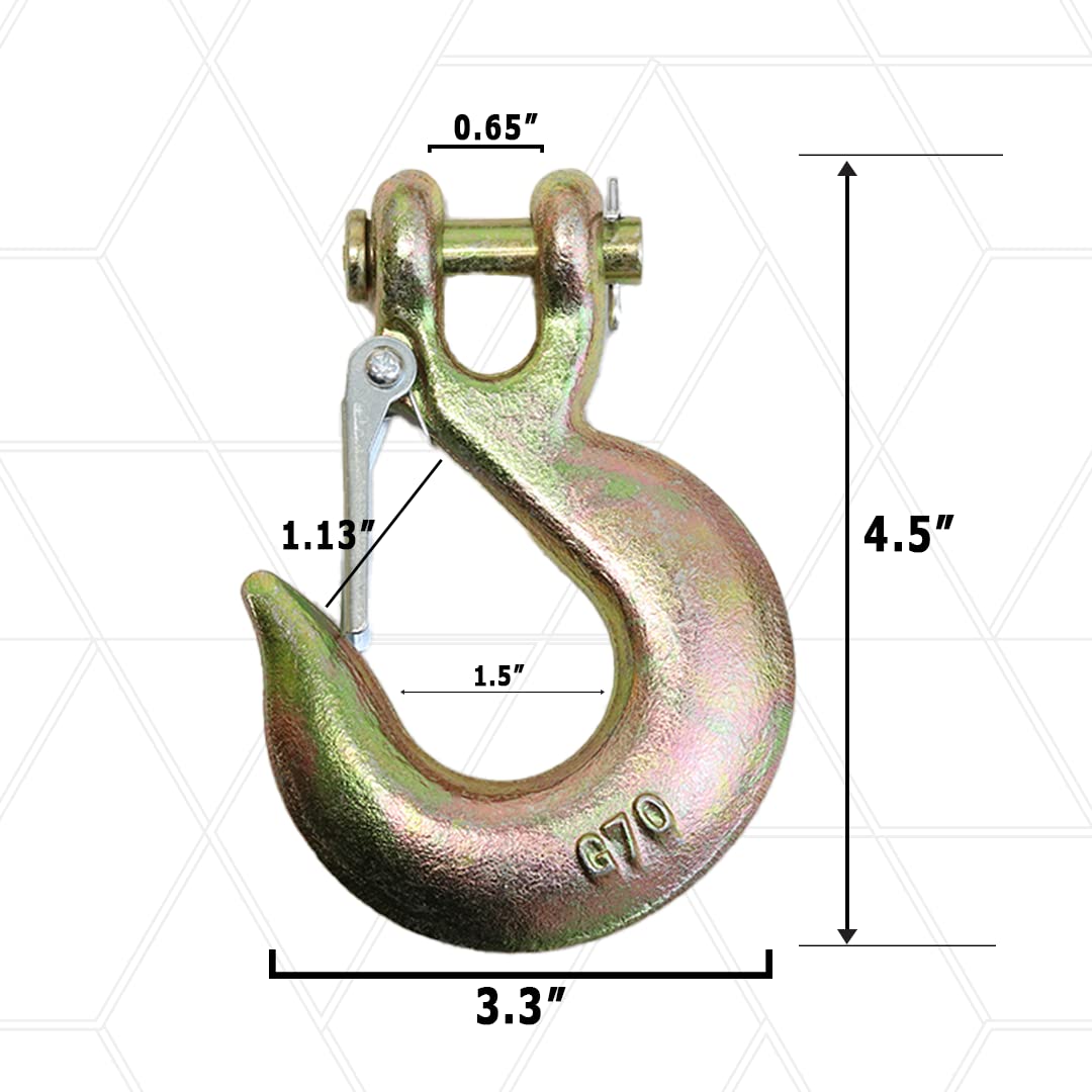 4 Pack 3/8" Grade 70 Forged Clevis Slip Hook with Safety Latch X1222