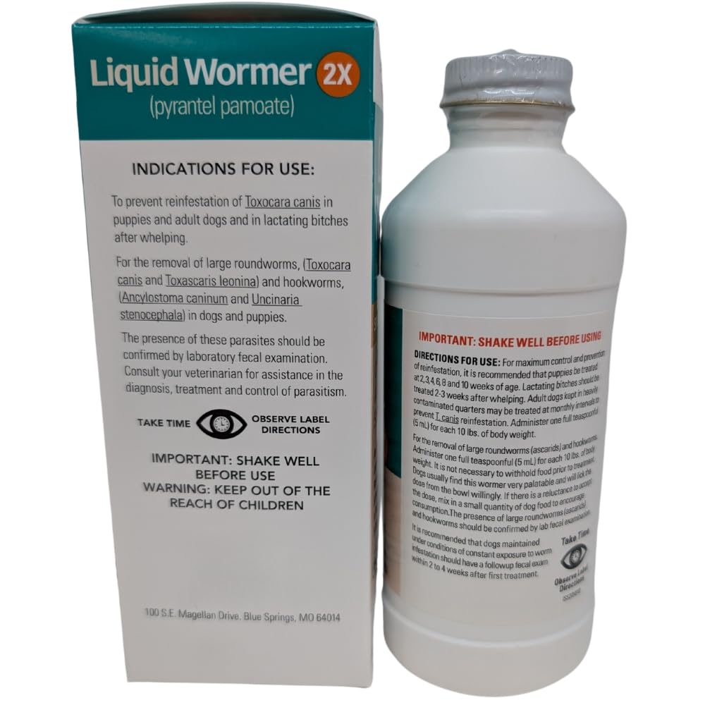 8 oz Pyrantel Pamoate Liquid Wormer for Dogs and Puppies T3132