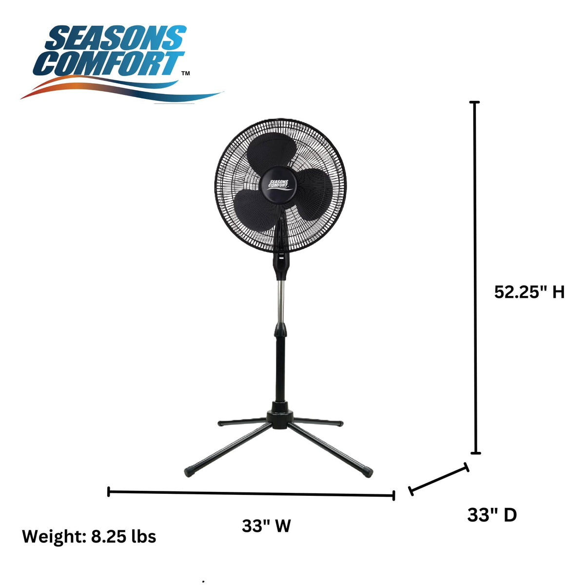 18" Oscillating Pedestal Fan, Adjustable Height, 3 Speed Z330210