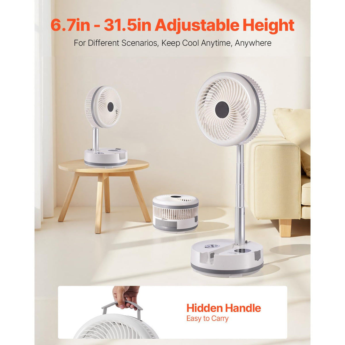 10 Inch Foldable Oscillating Fan, 9 Speeds 40000mAh Battery Portable Desk Fan Q3969