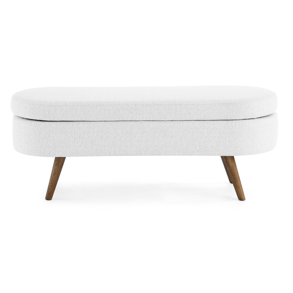 White Storage Bench with Rubber Wood Legs Z35270