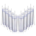 16oz Plastic Skinny Tumbler with Lid and Straw 8 Pack F3611