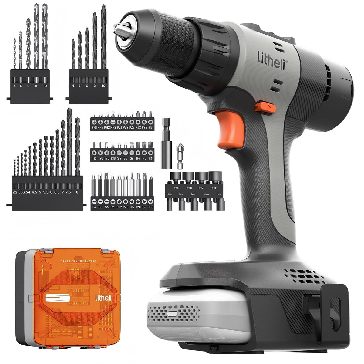 20V Cordless Drill Set 1/2-Inch Keyless Chuck 64-Piece Tool Kit with Bag R971479