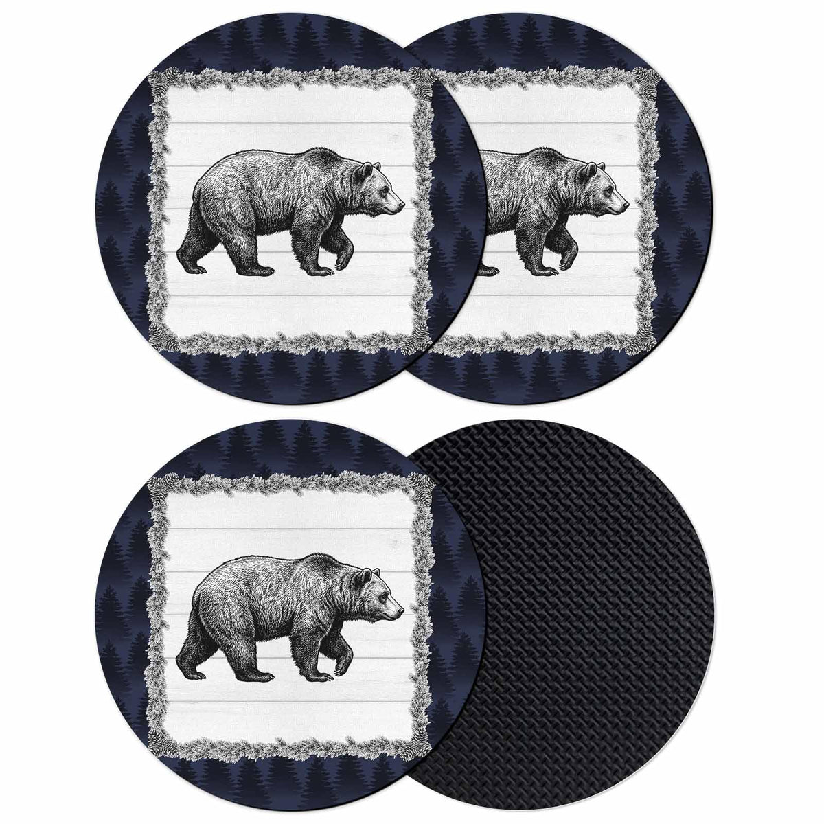 Black White Bear Coasters Set of 4 Q79732