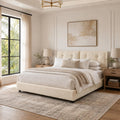 Queen Size Beige Boucle Upholstered Bed Frame with Headboard F569