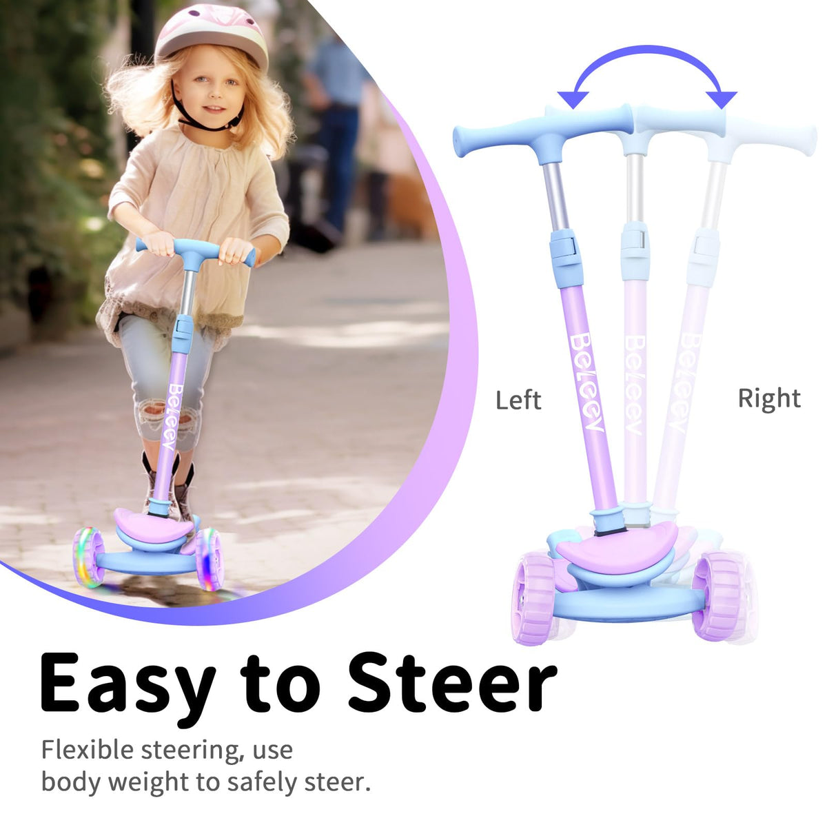 3 Wheel Folding Kick Scooter with LED Light-Up Wheels A82932