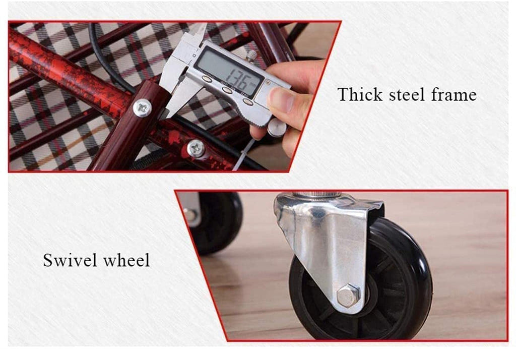 Folding Carbon Steel Rollator Walker Shopping Trolley B8987