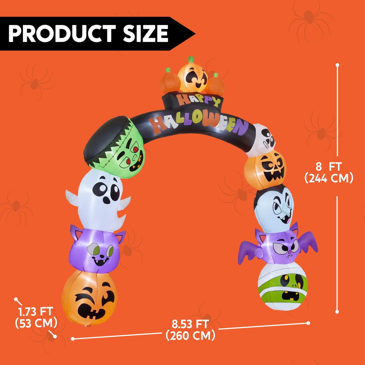 8 FT Halloween Inflatable Pumpkin Archway with LED Lights U822885
