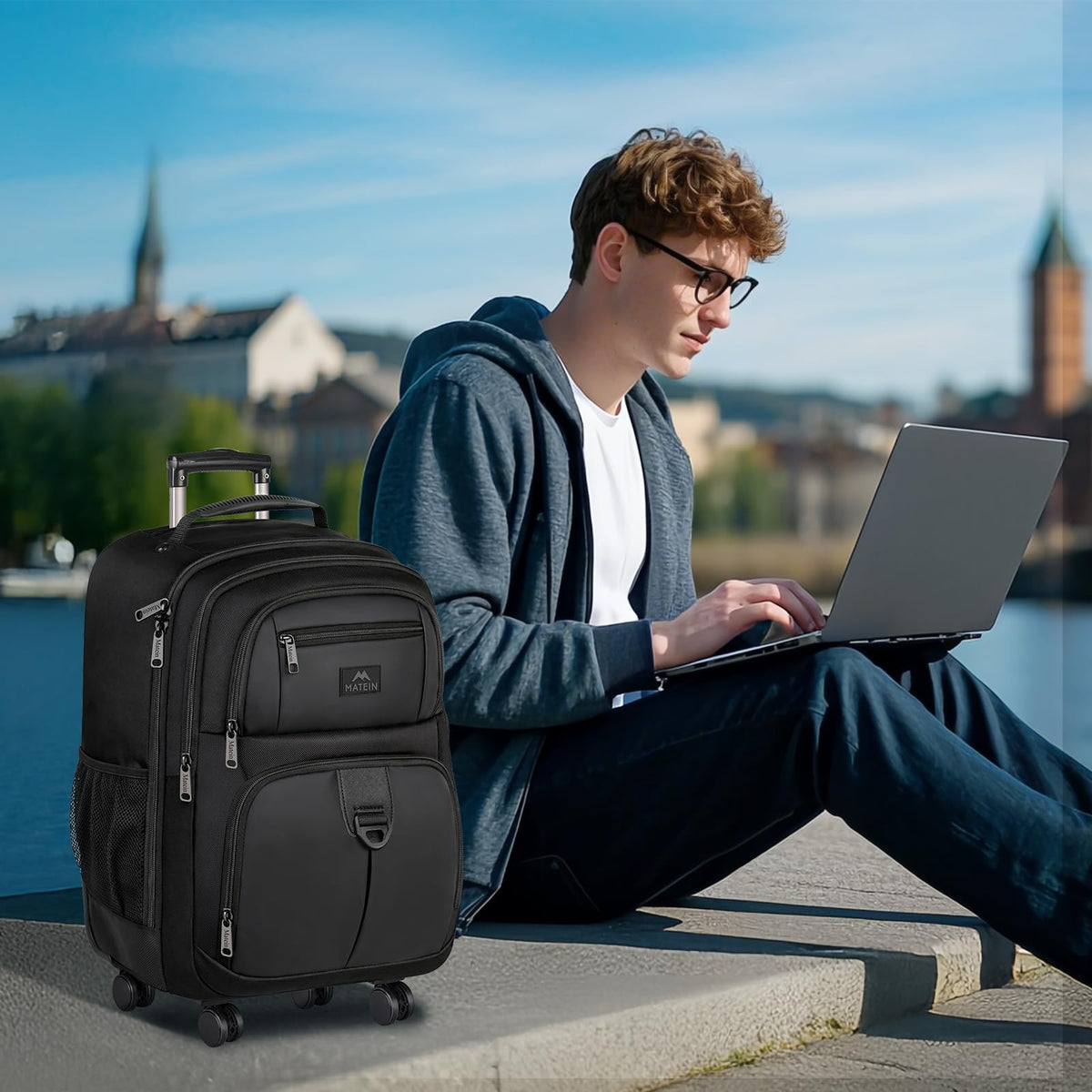 Rolling Backpack with 4 Wheels Y49786