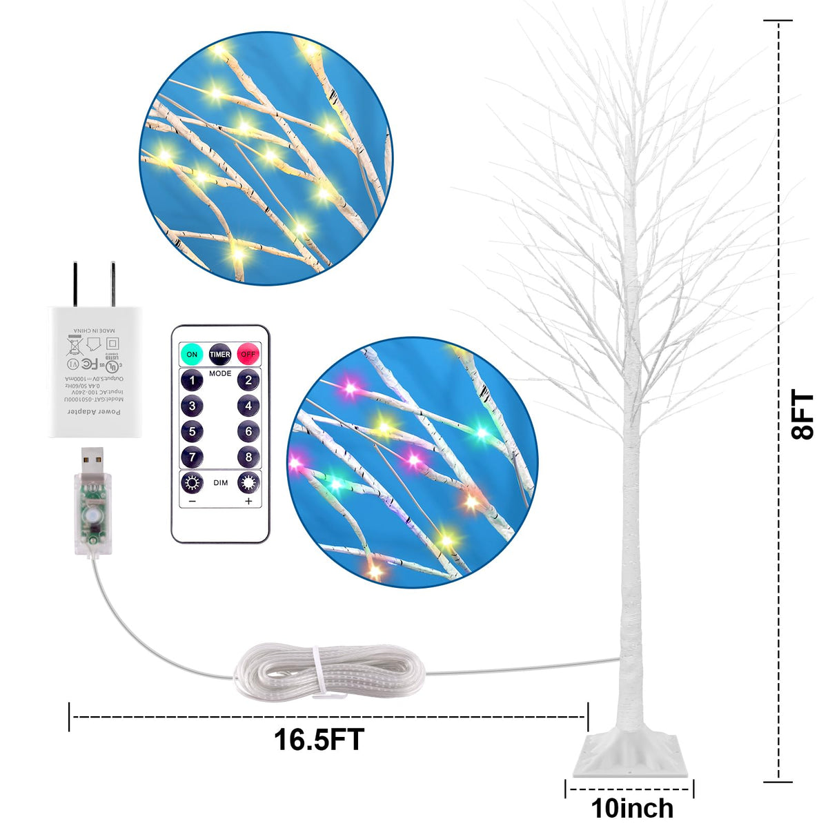 8FT Lighted Birch Tree with 210 LEDs X73611