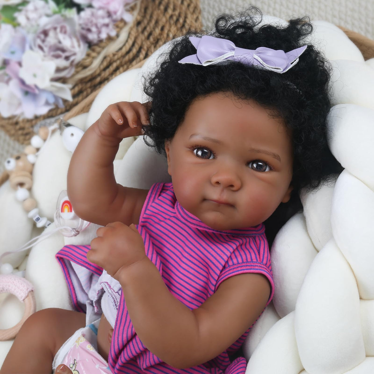 20 Inch Black Realistic Reborn Baby Dolls Full Body Vinyl Girl X5328