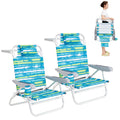 2Pcs Folding Camping Chair with Adjustable Backrest, Cup Holder & Headrest, Green U1560