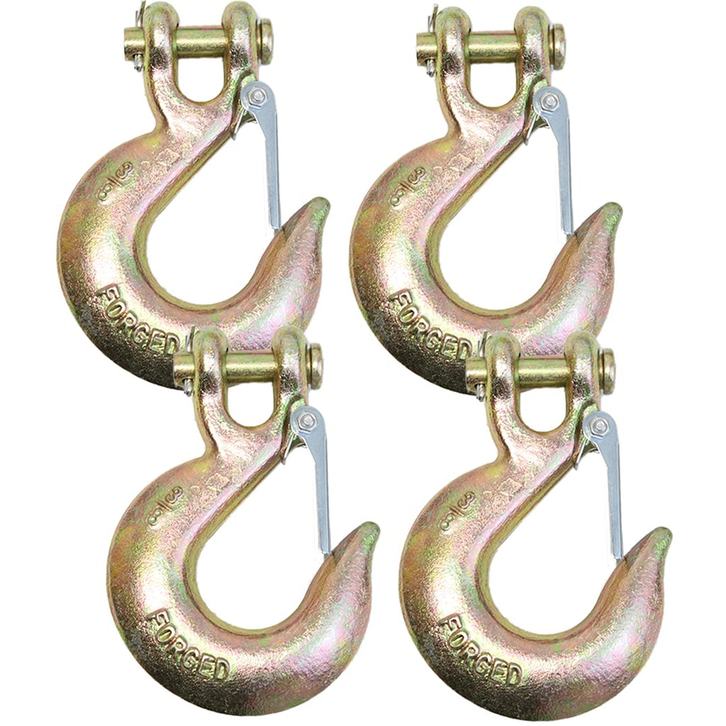 4 Pack 3/8" Grade 70 Forged Clevis Slip Hook with Safety Latch X1222