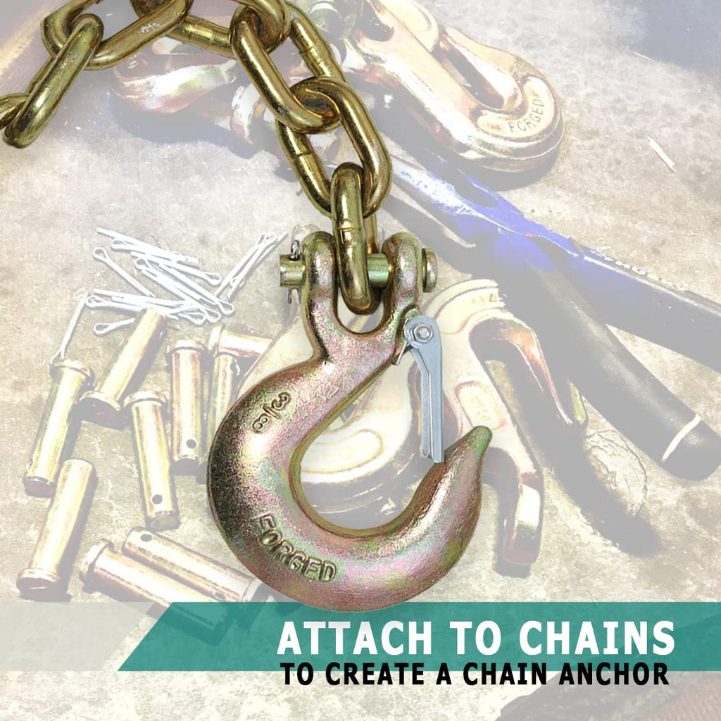 4 Pack 3/8" Grade 70 Forged Clevis Slip Hook with Safety Latch X1222