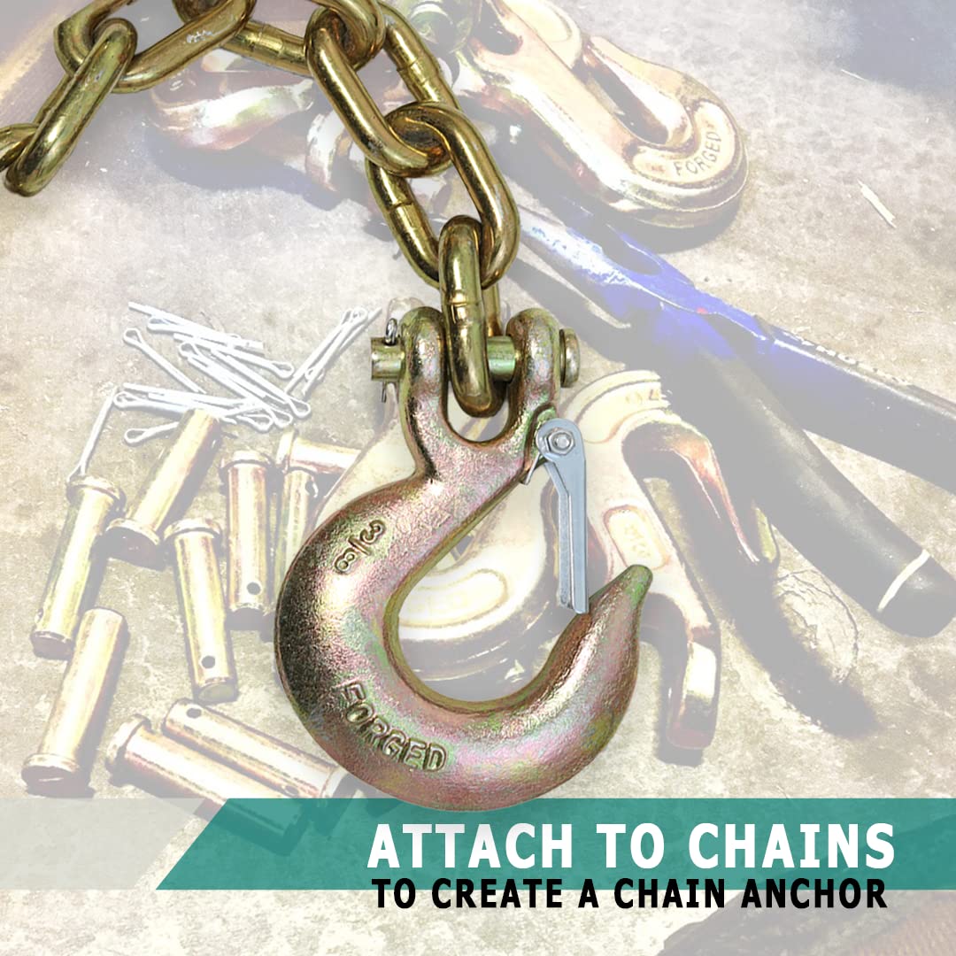 4 Pack 3/8" Grade 70 Forged Clevis Slip Hook with Safety Latch X1222