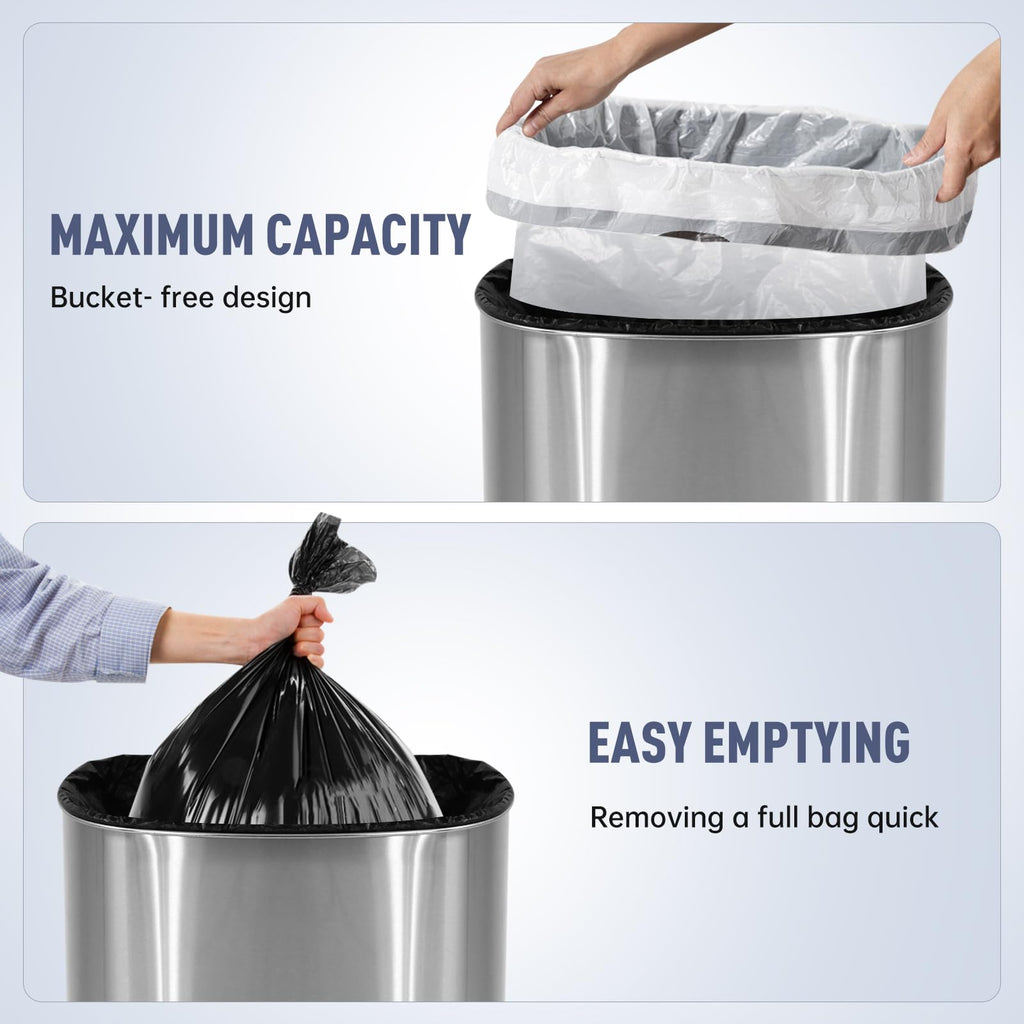 13 Gallon Touch-Free Motion Sensor Stainless-Steel Trash Can H23828