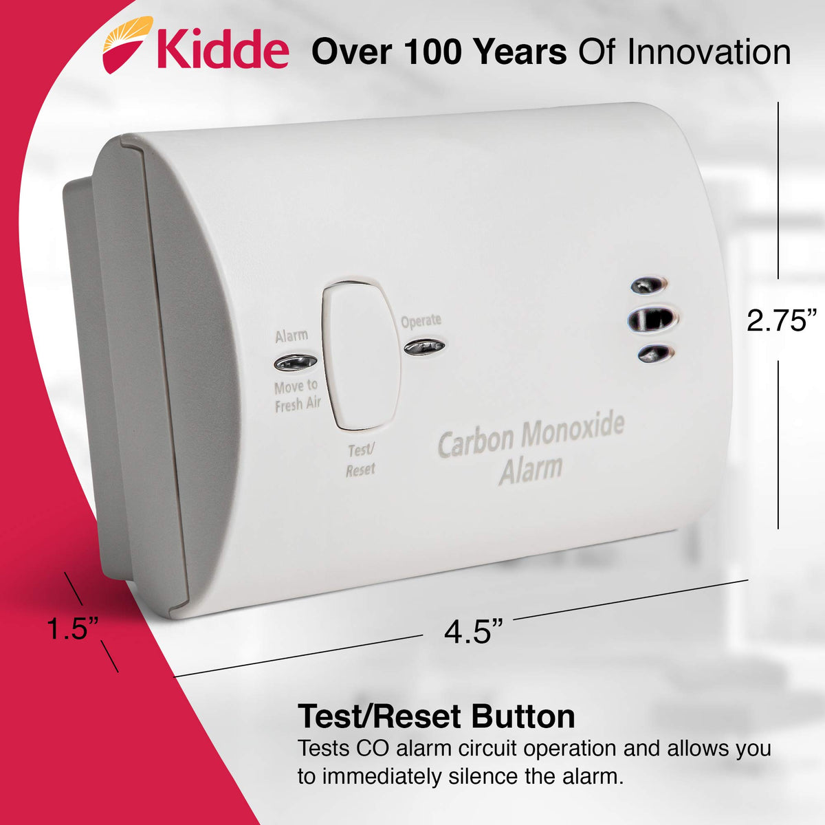 Carbon Monoxide Detector, AA Battery Powered, 85 dB Alarm, 6 Pack Z803360